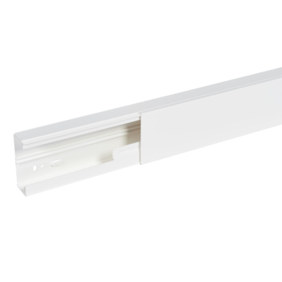 Goulotte distribution Viadis 90x40mm-Fond+couvercle-1 compart-Longueur 2m-Blanc