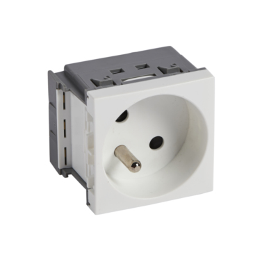 Prise 2P+T juxtapose Logix -2 modules- 16A - 250V-Brochage vertical