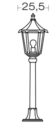 MONACO - Lant.+Mat IP43 IK02, noir, E27 100W max., Lpe non incl., haut.1,55m