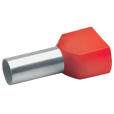Embout de c�blage isol� rouge pour 2 fils de 1,0�. Longueur: 8mm