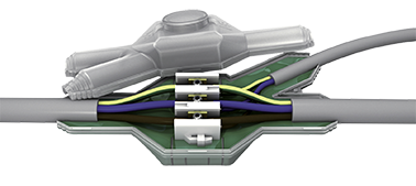 Boite de drivation et rsine polyurthane  couler avec connecteur 5P. taille 3