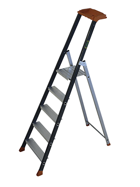 Escabeau aluminium 5 marches, hauteur plateforme 1,88 m, EN131