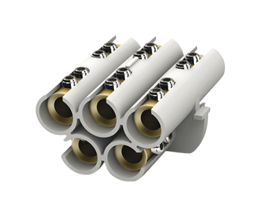 Connecteur aluminium �tam� isol� cylindrique, 5 p�les, 2,5 - 25 mm�