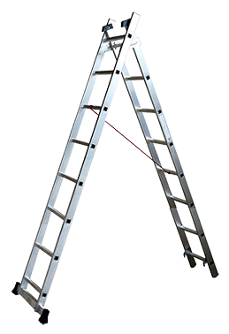 Echelle aluminium deux-plans utilisable en coulisse, hauteur 2,35-3,85m