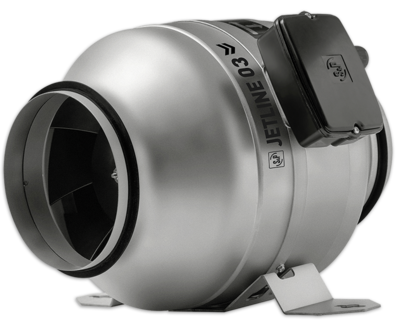 Ventilateur tertiaire inline 300m3/h, D125, mono 230V, variateur, bo�te � borne