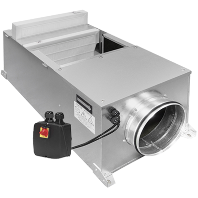 Caisson de ventilation tertiaire filtrant F7, 2500 m3/h, D355 mm, mono. 230V