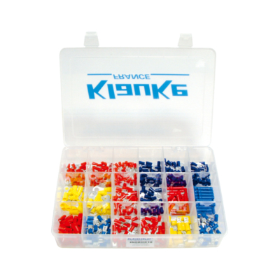 Boite d\'assortiment de 415 cosses pr�-isol�es, 18 cases