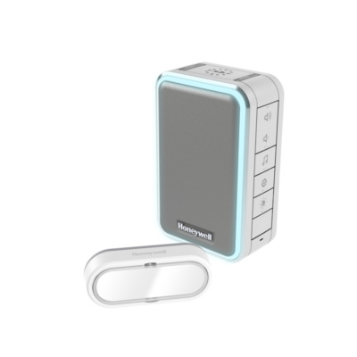 KIT CARILLON SANS FIL 150M - GRIS- HALO LUMINEUX - 6 MELODIES - MODE SILENCE ET SOMMEIL