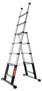 Echelle tlescopique combine, 5+3 chelons. Ferme 0,73m, ouverte 3,10m