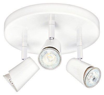 JUDY P3-Plafonnier 3 spots GU10, blanc, a/lpes LED 3,6W 3000K 400lm dimm. incl