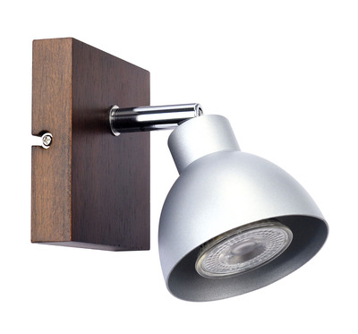 CASA - Spot sur pat�re GU10 60W max., orientable, alu/bois, Lpe non incl.