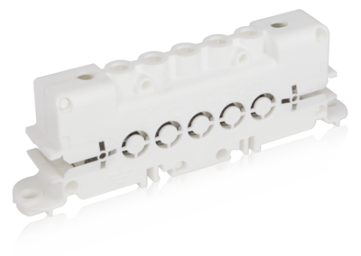 Rpartiteur de terre alu dnudage Accepte 1 cble Alu 50mm et 6 drivations 35