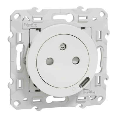 Odace - prise affleurante + USB C 10.5W - blanc