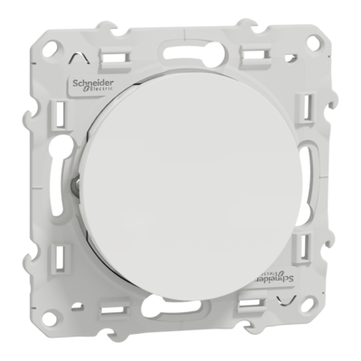Odace - bouton-poussoir - sans marquage - blanc (RAL 9003) - brillant - Fixation par vis - 2 bornes sans vis - 10 A - 250 V CA 50/60 Hz - IK04 - IP21 D - couvercle de protection peinture - Certifi� NF