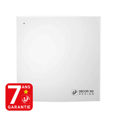 A�rateur extra-plat design, 80 m3/h, 10,7W, hygro et tempo r�glable, D 100 mm