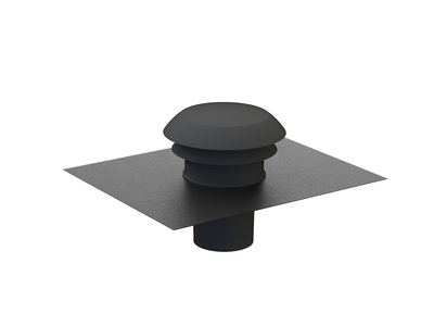 Chapeau de toiture plastique design rond, diam�tre de raccordement 125 mm, couleur ardoise. Montage universel sur tous types de tuiles