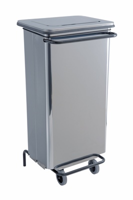 Conteneur mobile � p�dale 110l inox