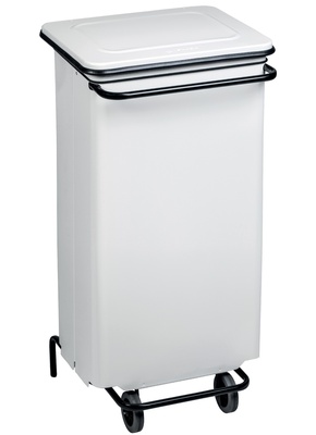 Conteneur mobile � p�dale 110l m�tal blanc