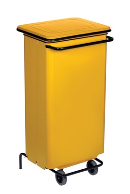 Conteneur mobile � p�dale 110l m�tal jaune