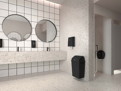 Porte-balayette mural inox 304 noir mat, id�al pour les sanitaires professionnels