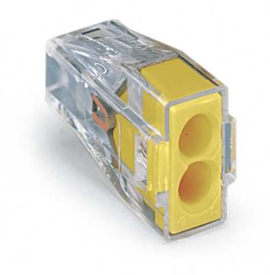 Bornes rigide 2 cond. 2,5mm transp. jaune