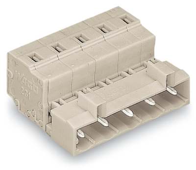 Connecteur m�le d�tromp� / Gris clair,Pas 7,5 mm,4 p�les / Sans contact de terre