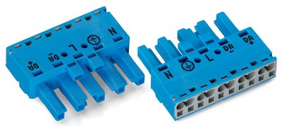 Connecteur femelle 5 p�les sans d�charge de traction / Bleu