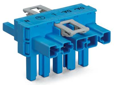 Distributeur en T Bleu Connecteurs 1 mle / 2 femelles 5 ples