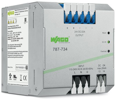 Alimentation � d�coupage ECO monophas�e 230 V AC / 24 V DC - 20 A - Sortie DC OK